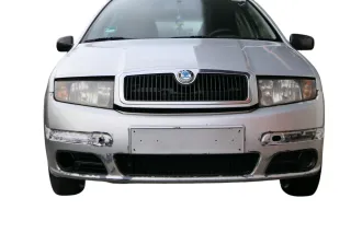 Fabia 6Y Stoßstange Stoßfänger vorne grau silber LF7T Facelift-Gitter NSW-MÄNGEL - Bild 1
