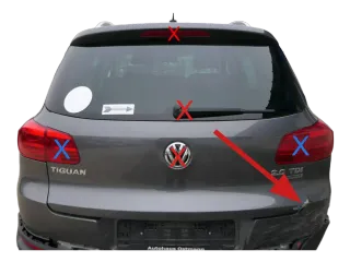 VW Tiguan Heckklappe hinten Kofferraumklappe mit Scheibe grau LD7R - Bild 1