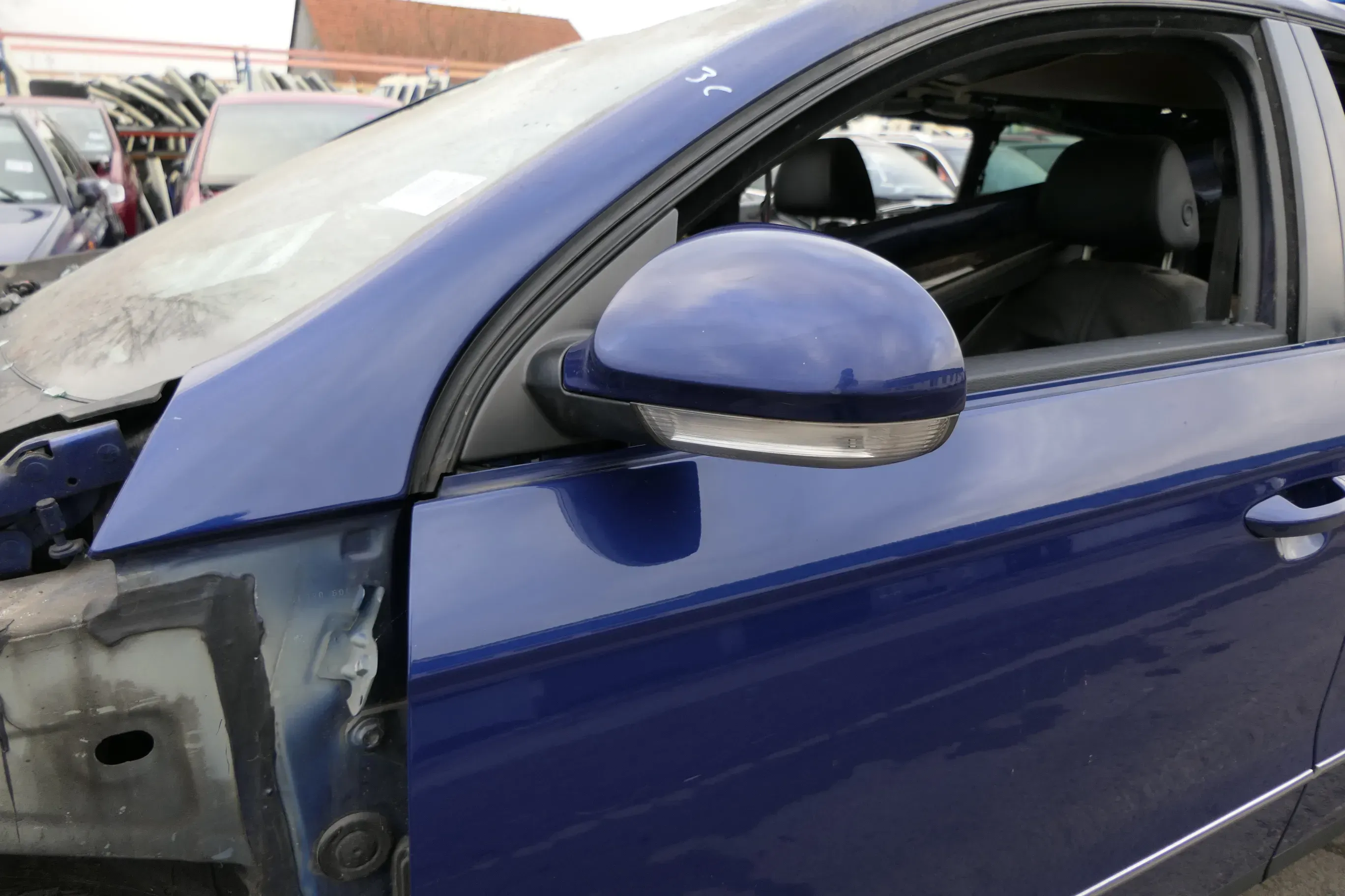 VW Passat 3C elektrischer Spiegel Außenspiegel links blau LC5E anklappbar Umfel - Bild 1