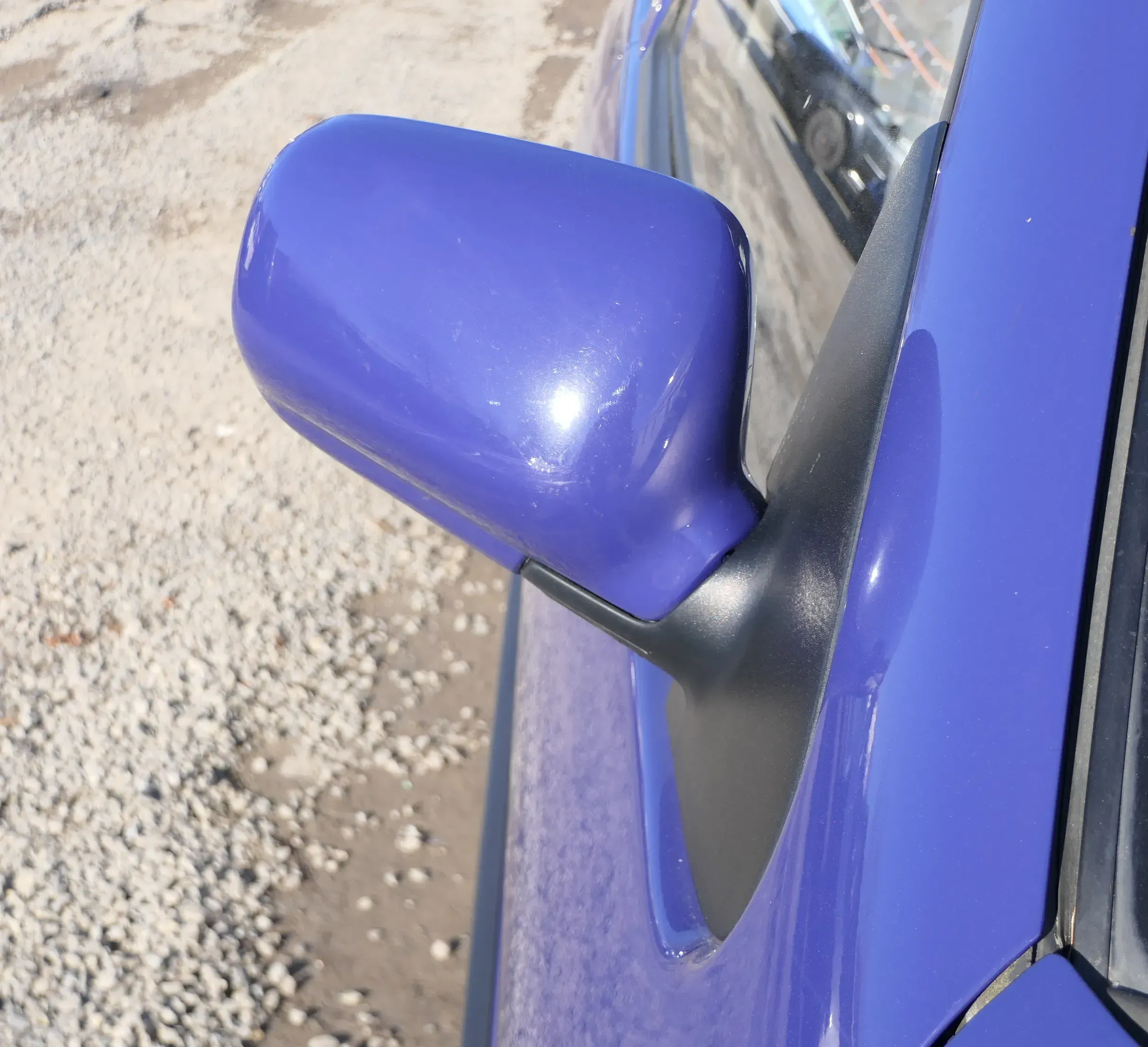 VW Polo 6N manueller manuell Spiegel Außenspiegel rechts mit Glas blau LD5D - Bild 1