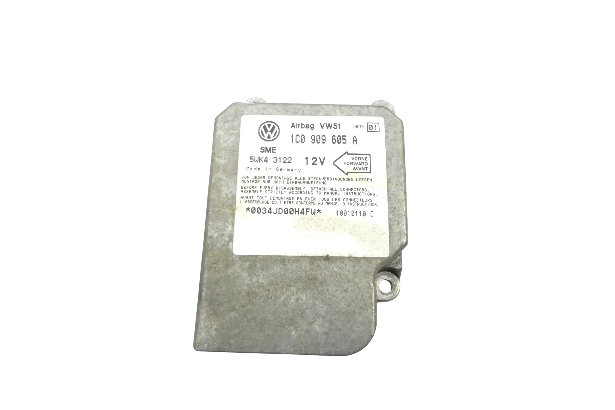 VW Golf 4 Bora T5 Steuergerät Airbag Airbagsteuergerät 1C0909605A Index 01 - Bild 1
