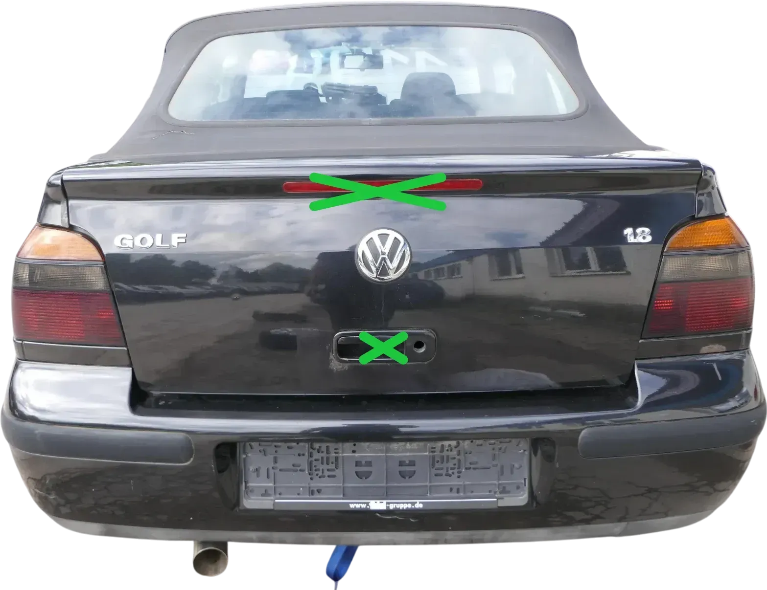 Golf 4 1E Cabrio Heckklappe Kofferraumklappe hinten Klappe blau LC5U ohneAnbaute - Bild 1