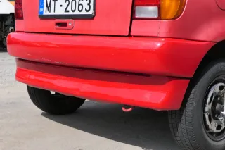 VW Polo 6N Stoßstange hinten 2-geteilte Heckstoßstange rot LP3G Stoßfänger - Bild 5