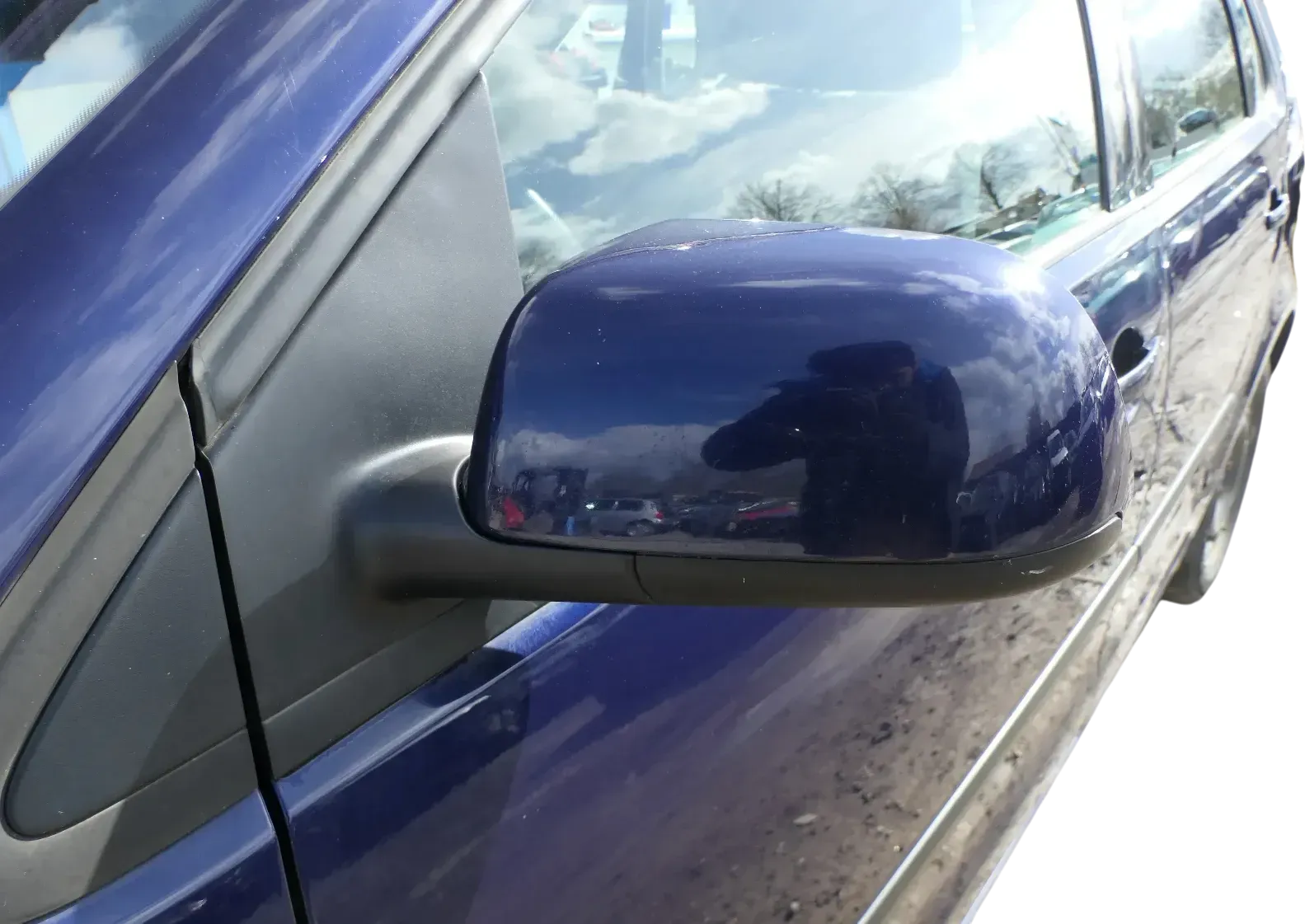 VW Polo 9N elektrischer Spiegel Außenspiegel links vorne blau LB5N - Bild 1