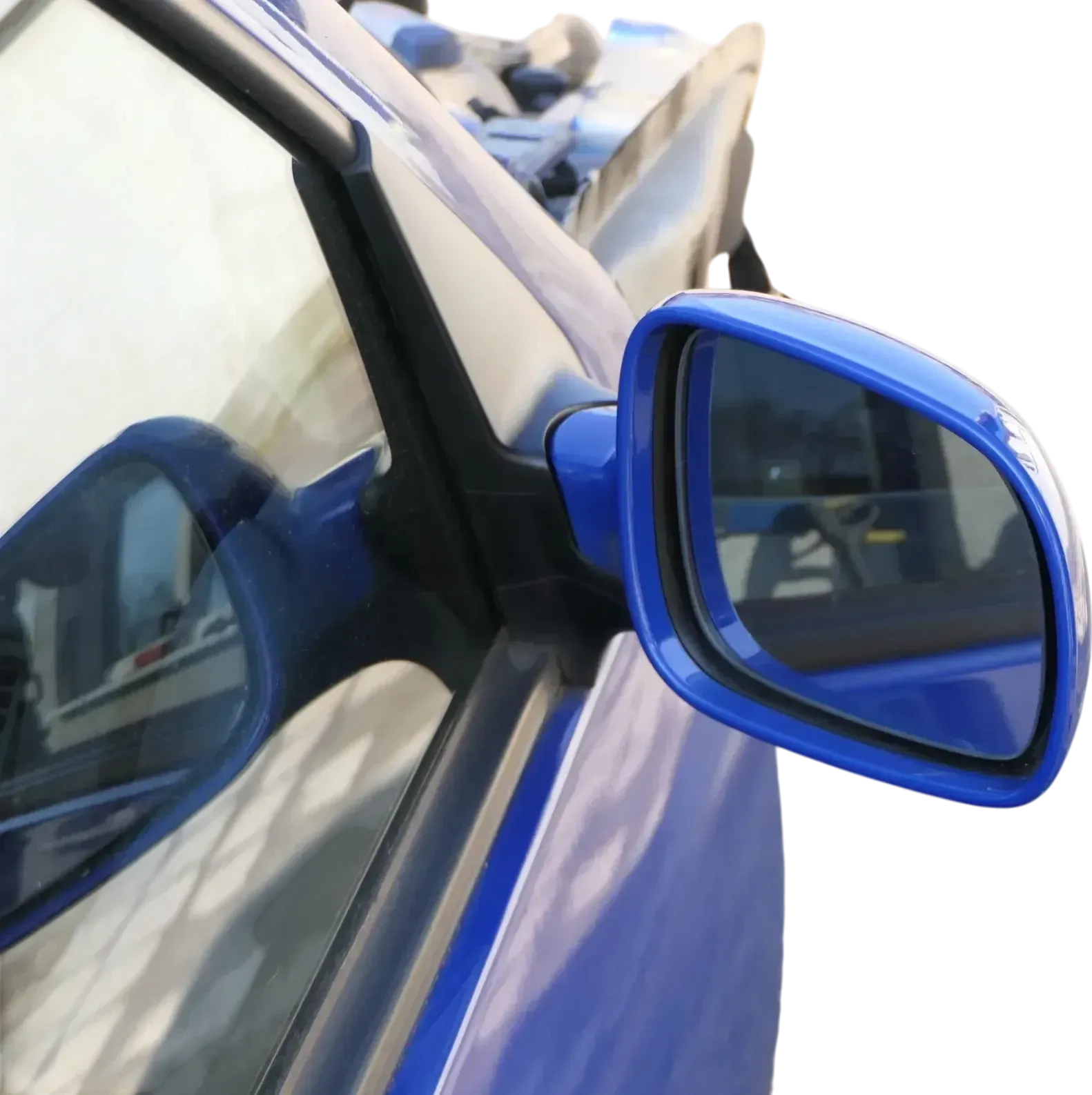 VW Golf 4 Bora manueller Spiegel vorne rechts Außenspiegel blau LW5Z - Bild 1