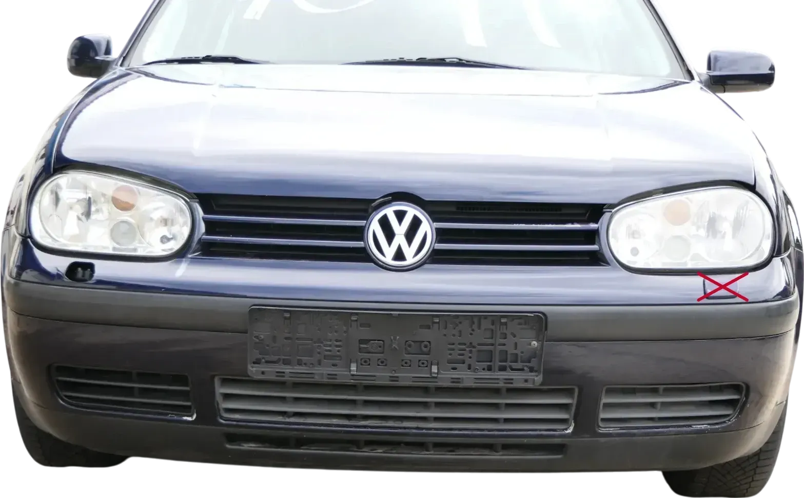 VW Golf 4 Stoßstange vorne Frontstoßstange Stoßfänger blau LC5H SWR -ohne Kappen - Bild 1