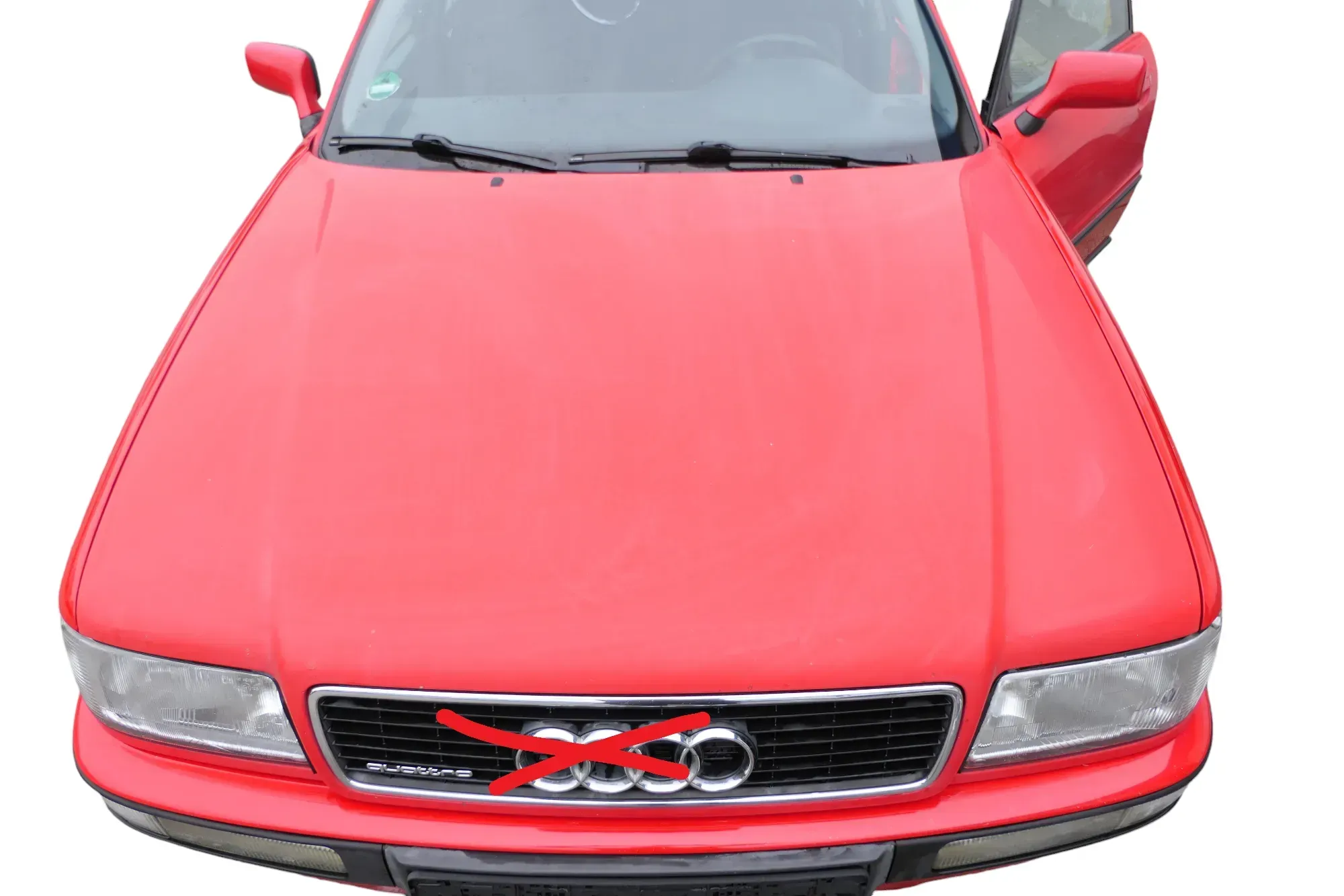 Audi 80 Motorhaube Frontklappe Haube rot LY3H - OHNE Grill - Bild 1