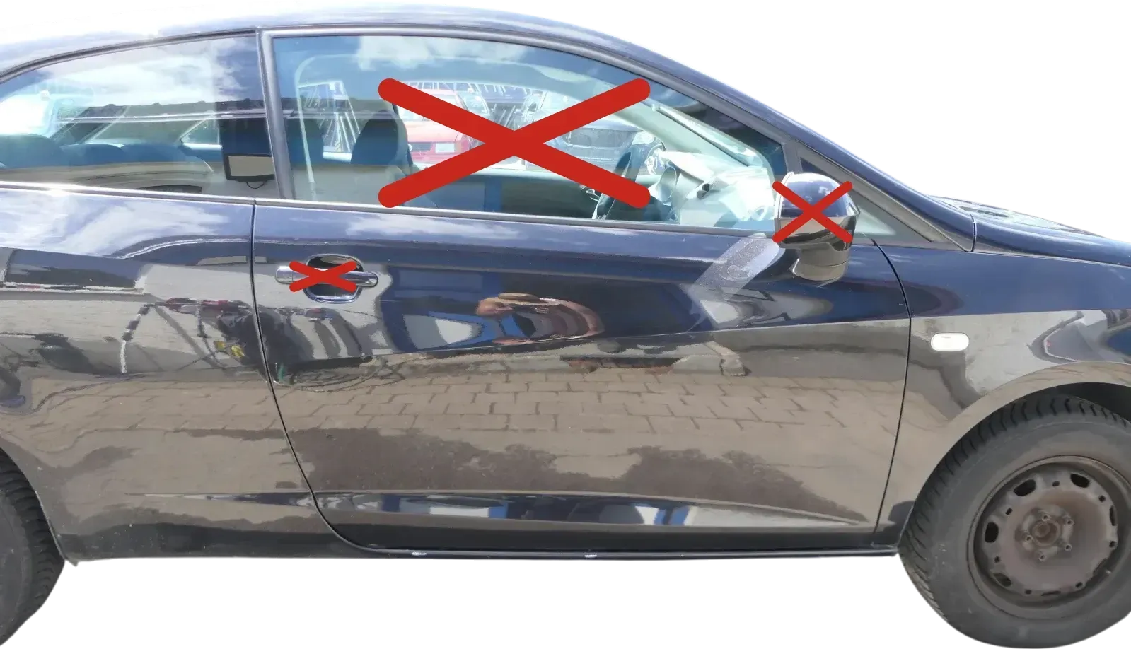 Ibiza 6J Tür vorne rechts Beifahrertür schwarz LC9Z 2/3-Türer - ohne Anbauteile - Bild 1