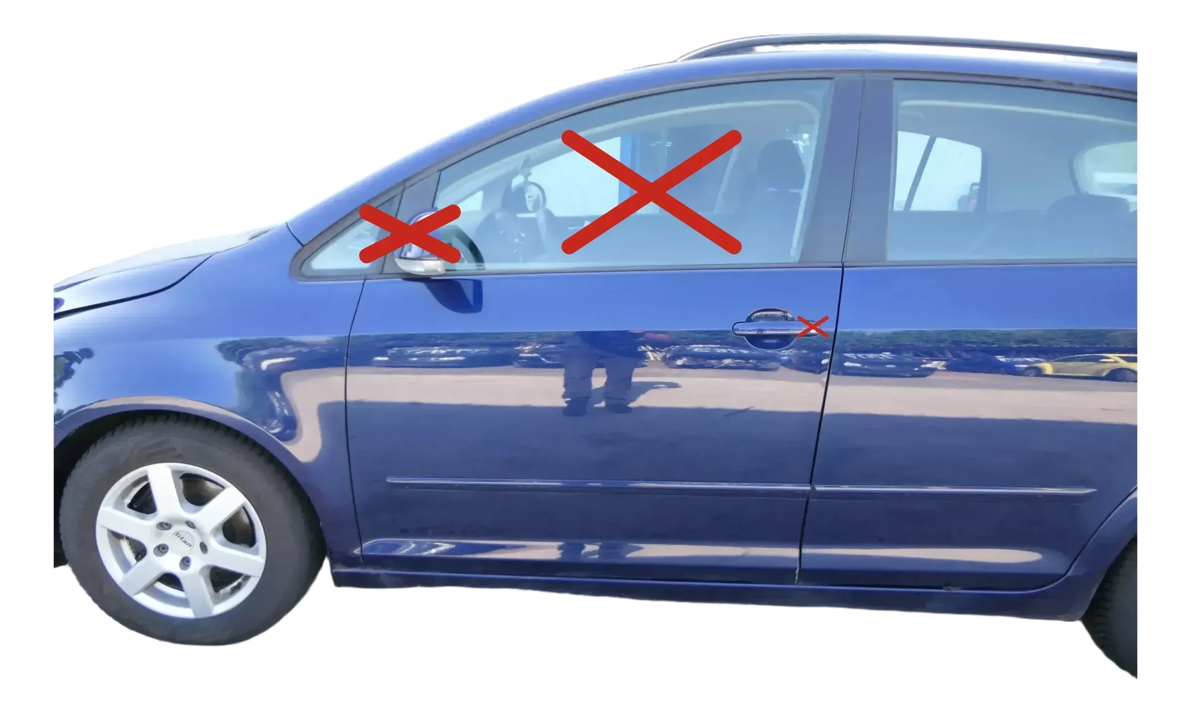 VW Golf Plus 5M Türblatt Tür vorne links Fahrertür blau LD5Q Türblatt +Rahmen - Bild 1