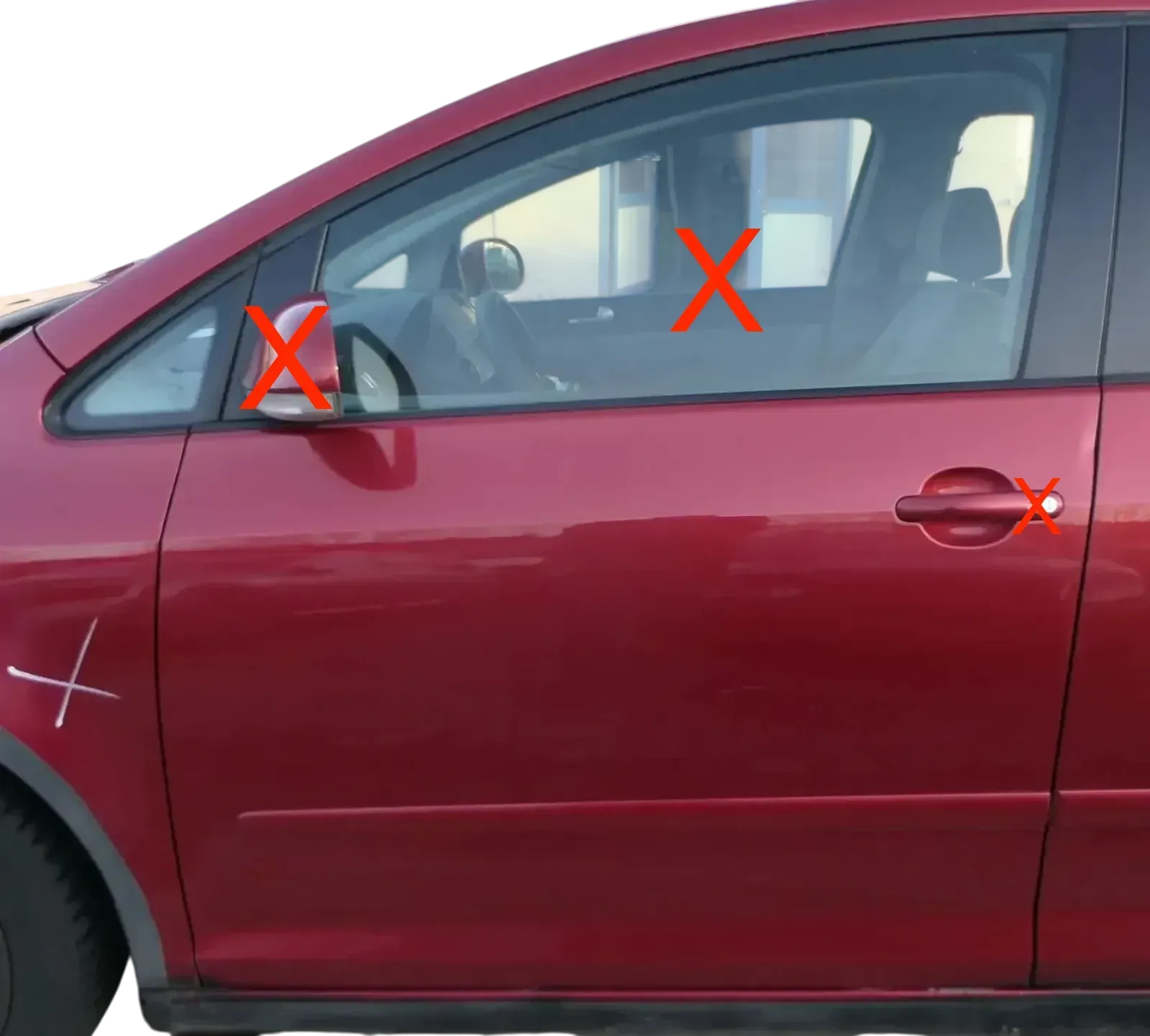 VW Golf Plus 5M Türblatt Tür vorne links Fahrertür rot LA3X  -Türblatt +Rahmen - Bild 1