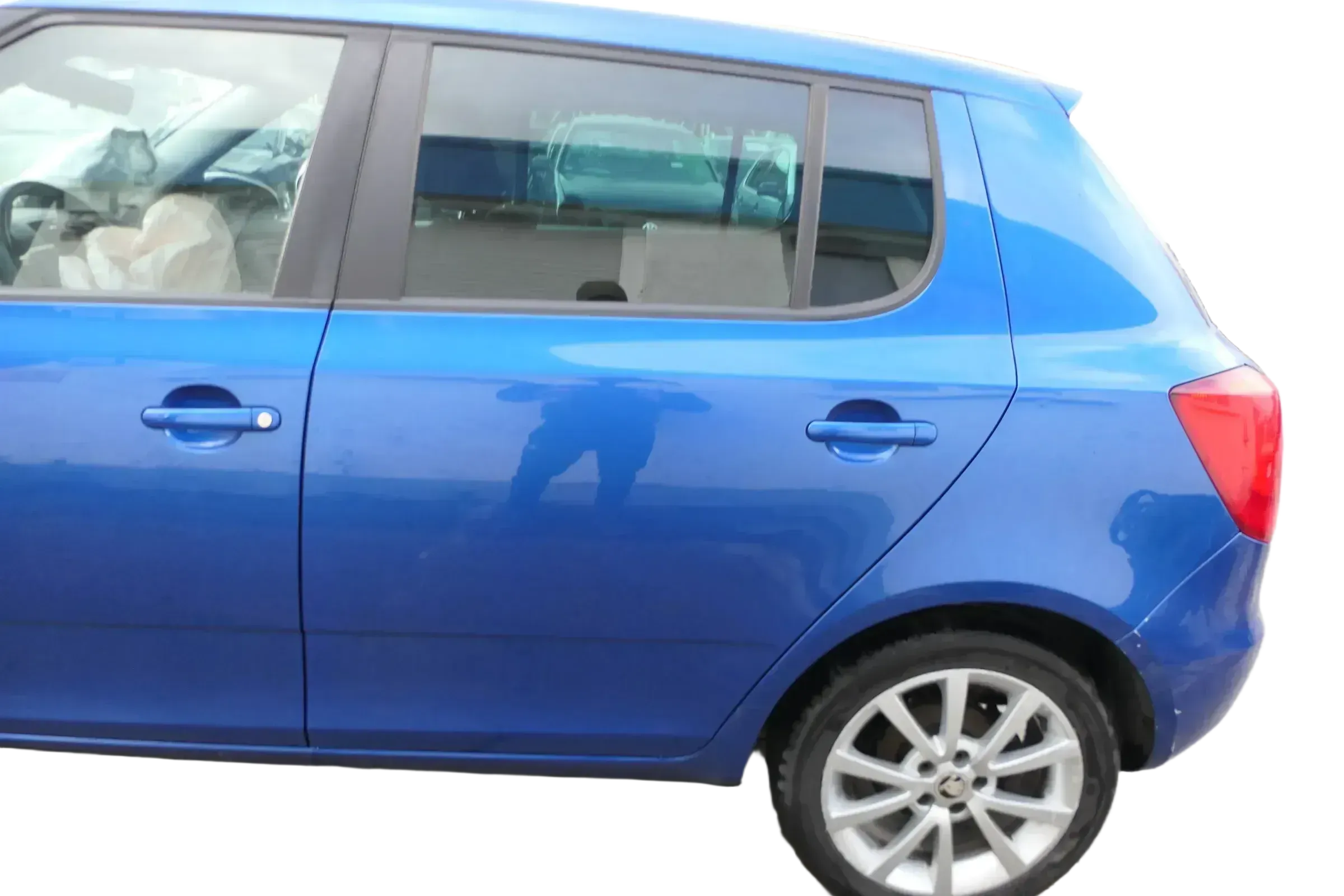 Skoda Fabia 5J Limousine Tür hinten links blau LF5W - ohne Anbauteile - Bild 1