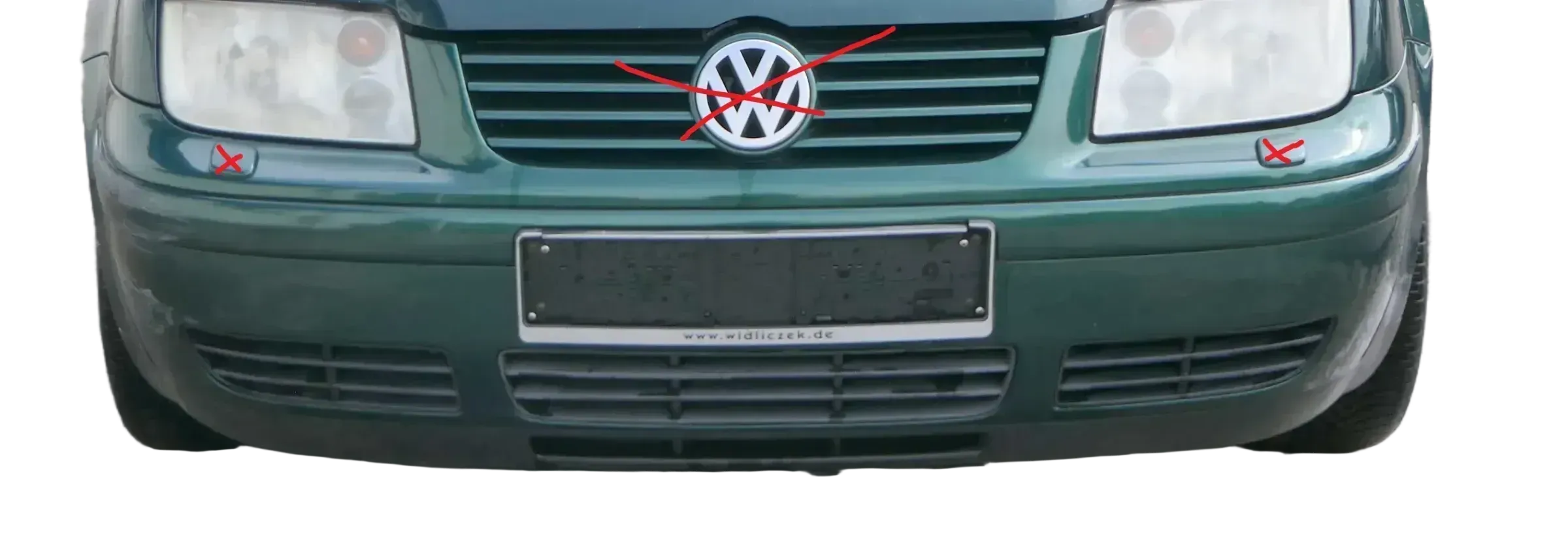 VW Bora Stoßstange vorne Frontstoßstange Stoßfänger vorn grün LC6M SWR - Bild 1