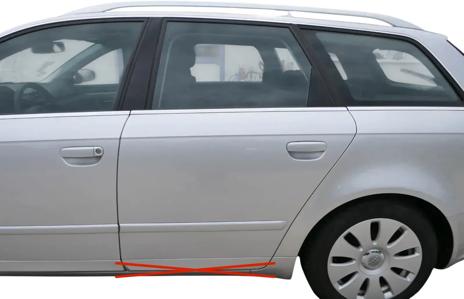 Audi A4 B7 8E Tür hinten links Kombi mit Scheibe silber LY7W + Rahmen Limo - Bild 1