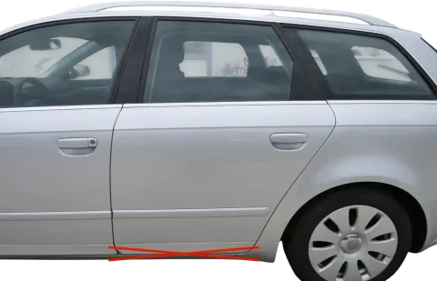 Audi A4 B7 8E Tür hinten links Kombi mit Scheibe silber LY7W + Rahmen Limo