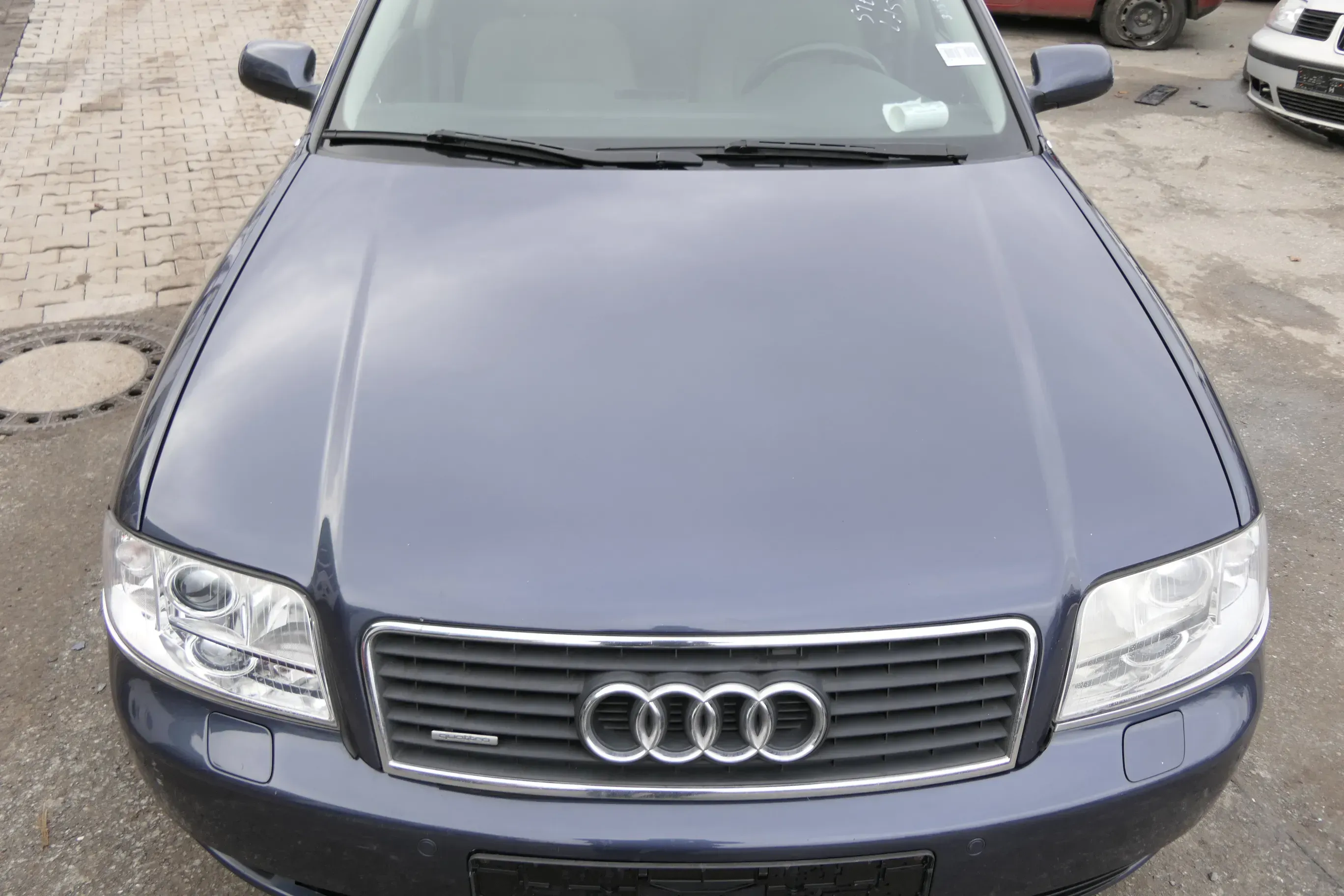 Audi A6 4B Motorhaube Klappe vorn Facelift (ab. Mitte 2002) grau LY5X aquablau - Bild 1