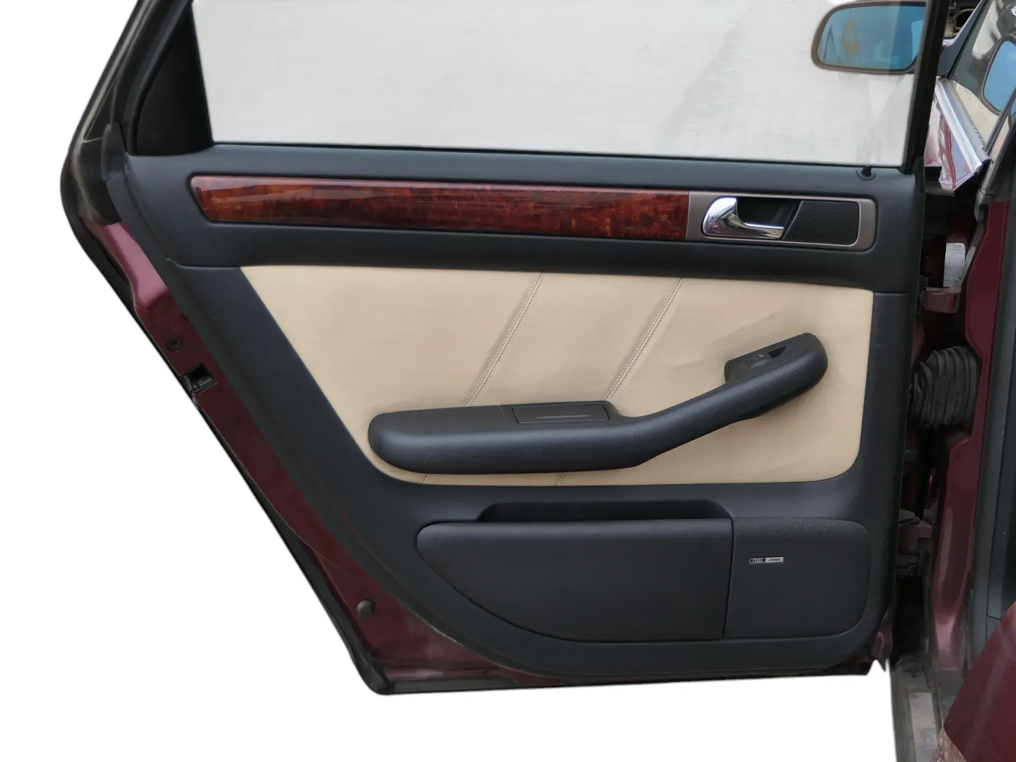 1x A6 4B Türverkleidung Verkleidung Tür hinten links Leder onyx / vanille Bose - Bild 1