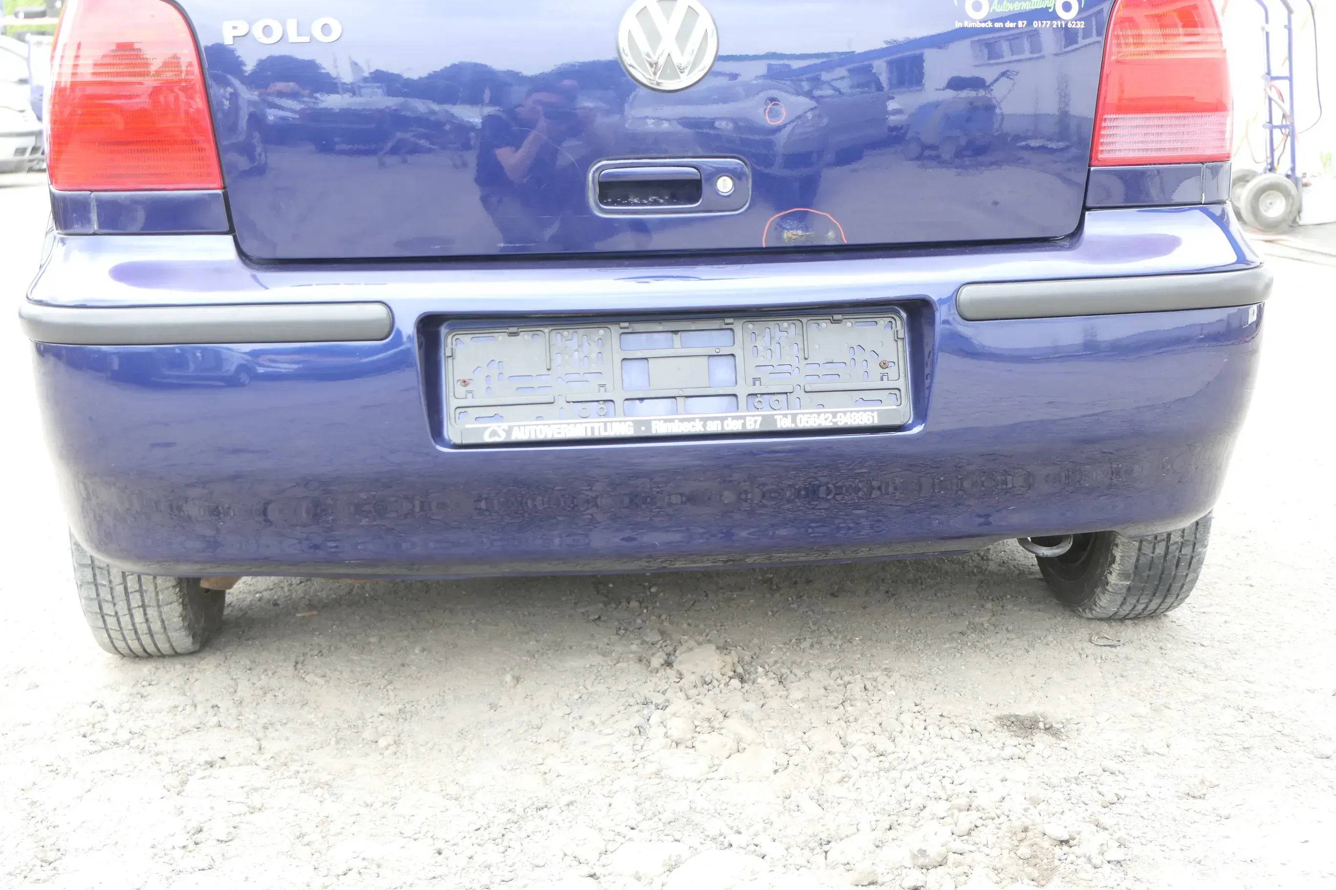 VW Polo 6N2 Stoßstange hinten Heckstoßstange Stoßfänger blau LB5N indigoblau b - Bild 1