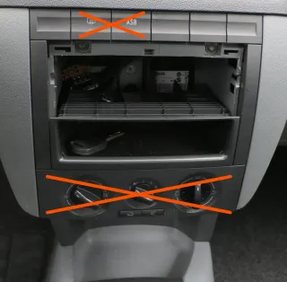 Skoda Fabia 6Y Mittelkonsole Verkleidung um Radio schwarz 6Y1858089A grau 63L - Bild 1
