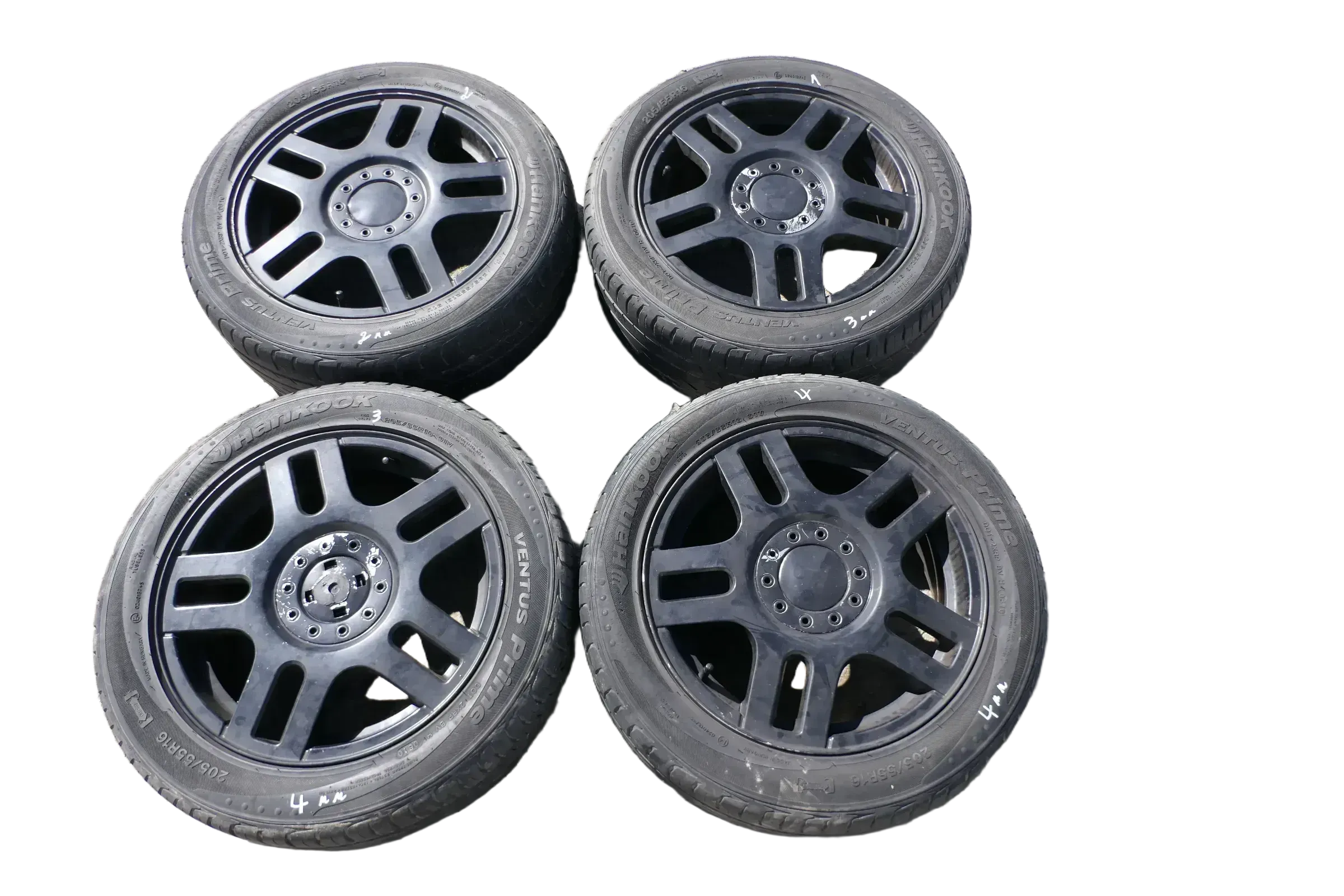 4x Golf 4 Alufelge Felge 205/55 R16 91V 1J0601025AC Ronal 2-4mm schwarz - Bild 1