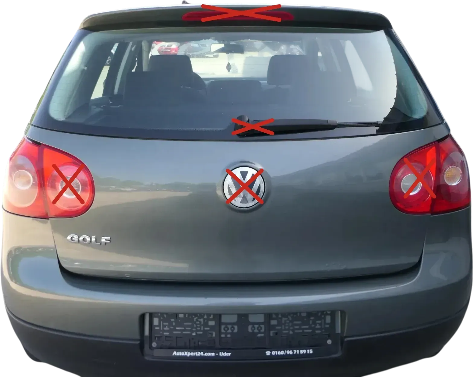 VW Golf 5 V Heckklappe hinten Kofferraumklappe mit Scheibe grau grün LA6Q - Bild 1