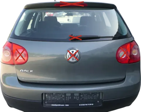 VW Golf 5 V Heckklappe hinten Kofferraumklappe mit Scheibe grau grün LA6Q