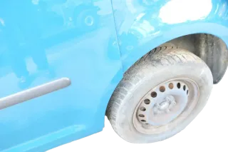 VW Caddy 3 2k Tür hinten links blau grün LN6F Scheibe Schiebetür - Bild 3
