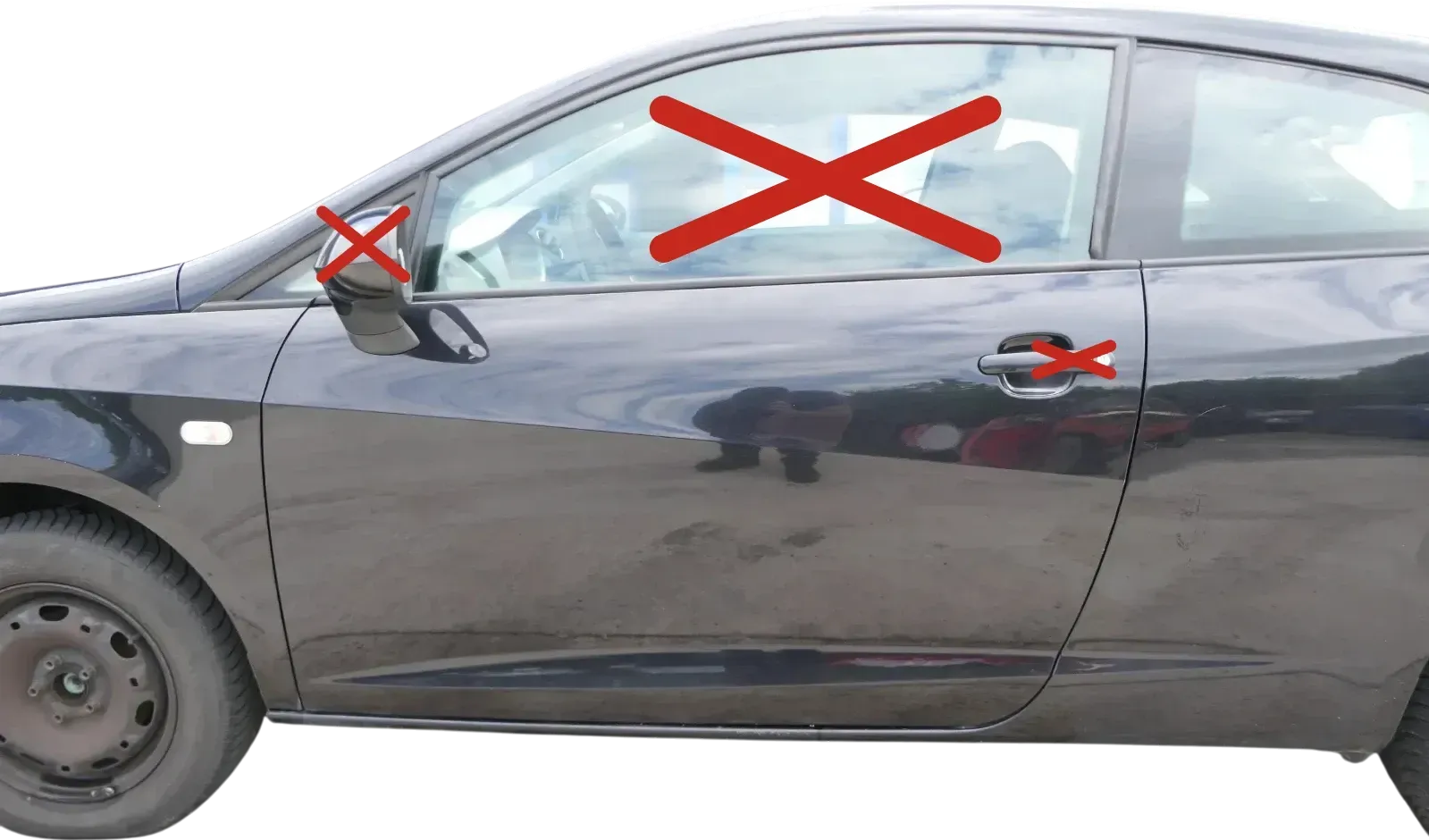 Ibiza 6J Tür vorne links Fahrertür schwarz LC9Z 2/3-Türer - ohne Anbauteile - Bild 1