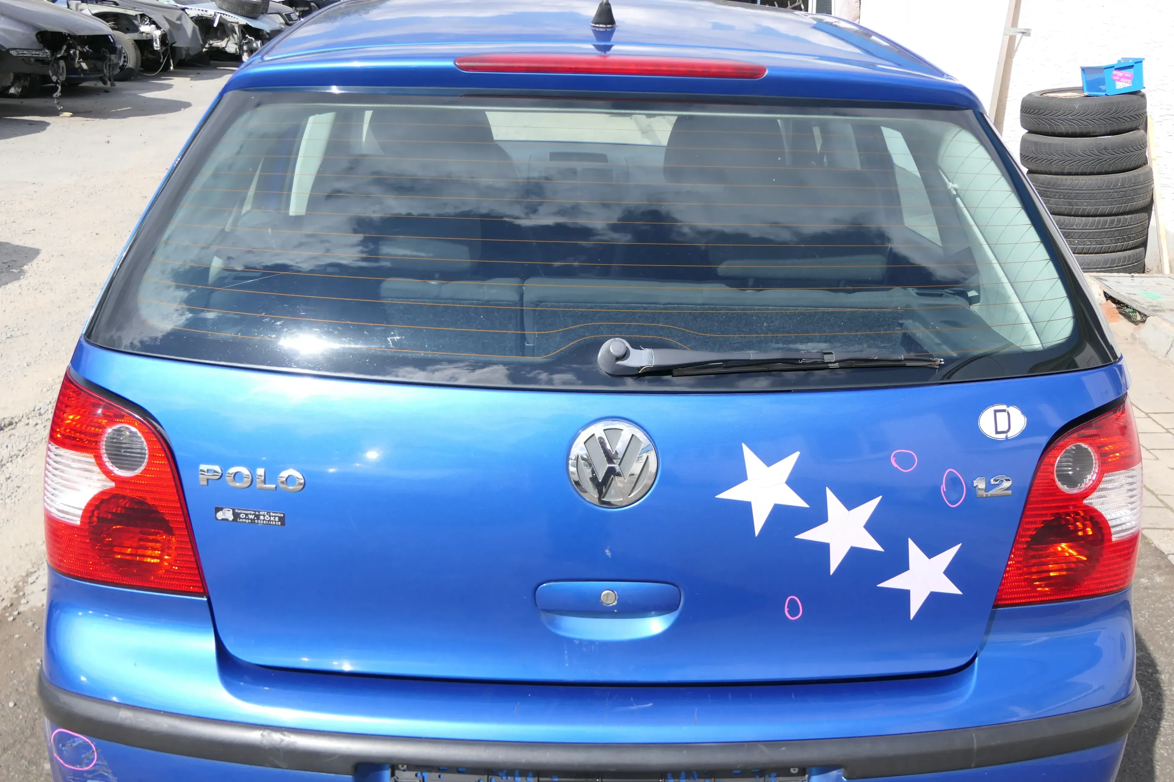 VW Polo 9N3 9N Heckklappe Kofferraumklappe Klappe blau LA5M - Scheibe - Bild 1