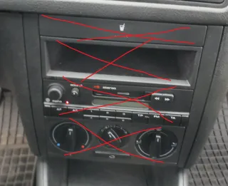 VW Golf 4 1J Kombi Bora Mittelkonsole Verkleidung um Radio schwarz 1J1858069F - Bild 1