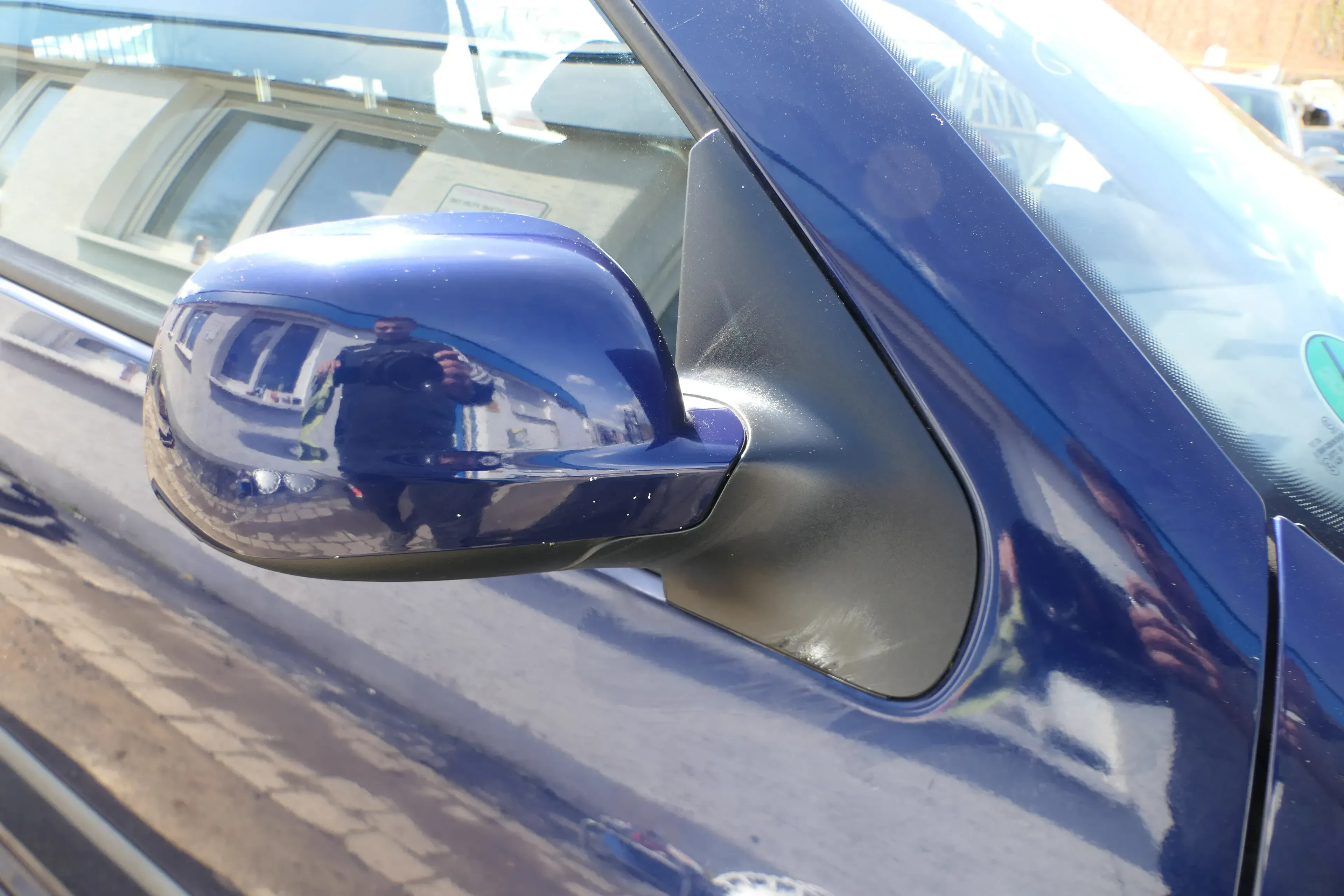 VW Golf 4 Bora elektrischer Spiegel vorne rechts Außenspiegel blau LB5N Glas - Bild 1