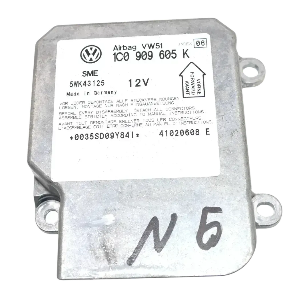VW Polo 9N 9N3 Steuergerät Airbag Airbagsteuergerät 1C0909605K Index 06 Fabia - Bild 1