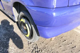VW Polo 6N Stoßstange hinten 2-geteilte Heckstoßstange blau LD5D Stoßfänger - Bild 4