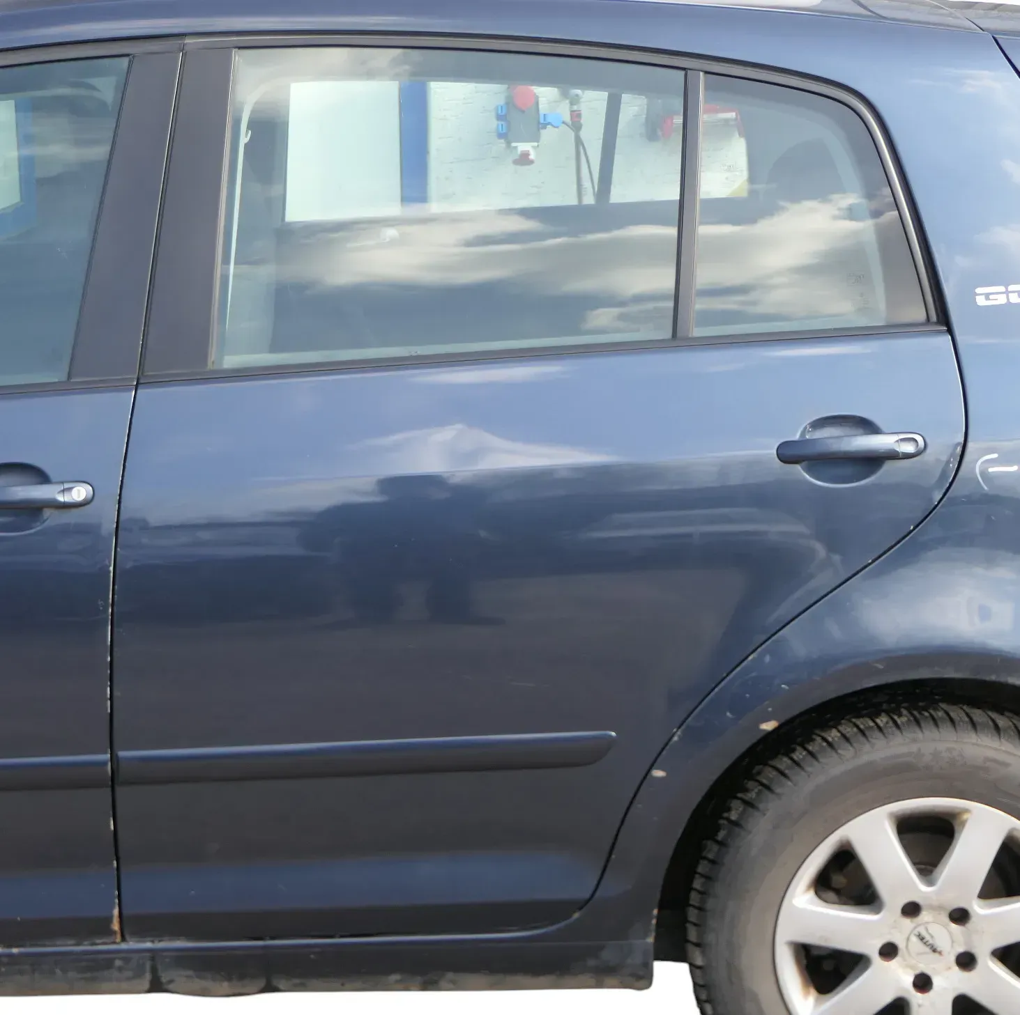 VW Golf Plus 5M Tür hinten links silber blau LC5F - mit Rahmen - Bild 1