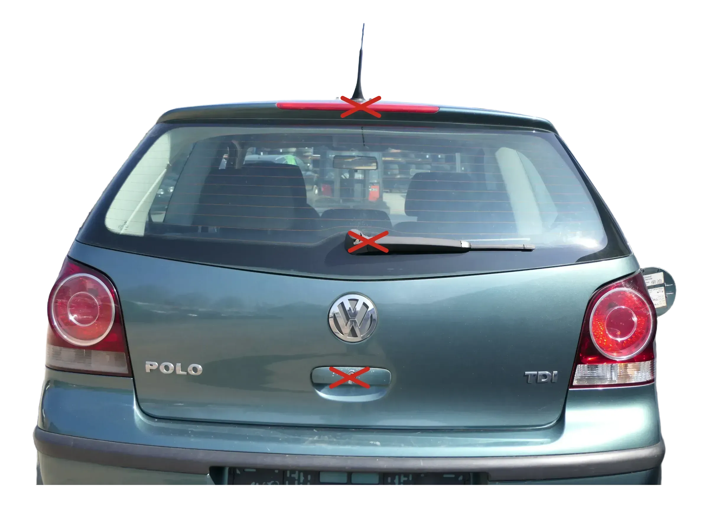 VW Polo 9N3 9N Heckklappe Kofferraumklappe Klappe grün LA6L Scheibe - Bild 1