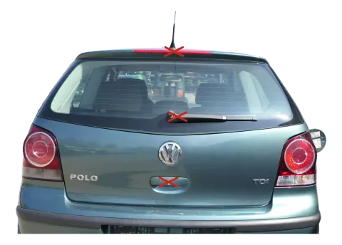 VW Polo 9N3 9N Heckklappe Kofferraumklappe Klappe grün LA6L Scheibe