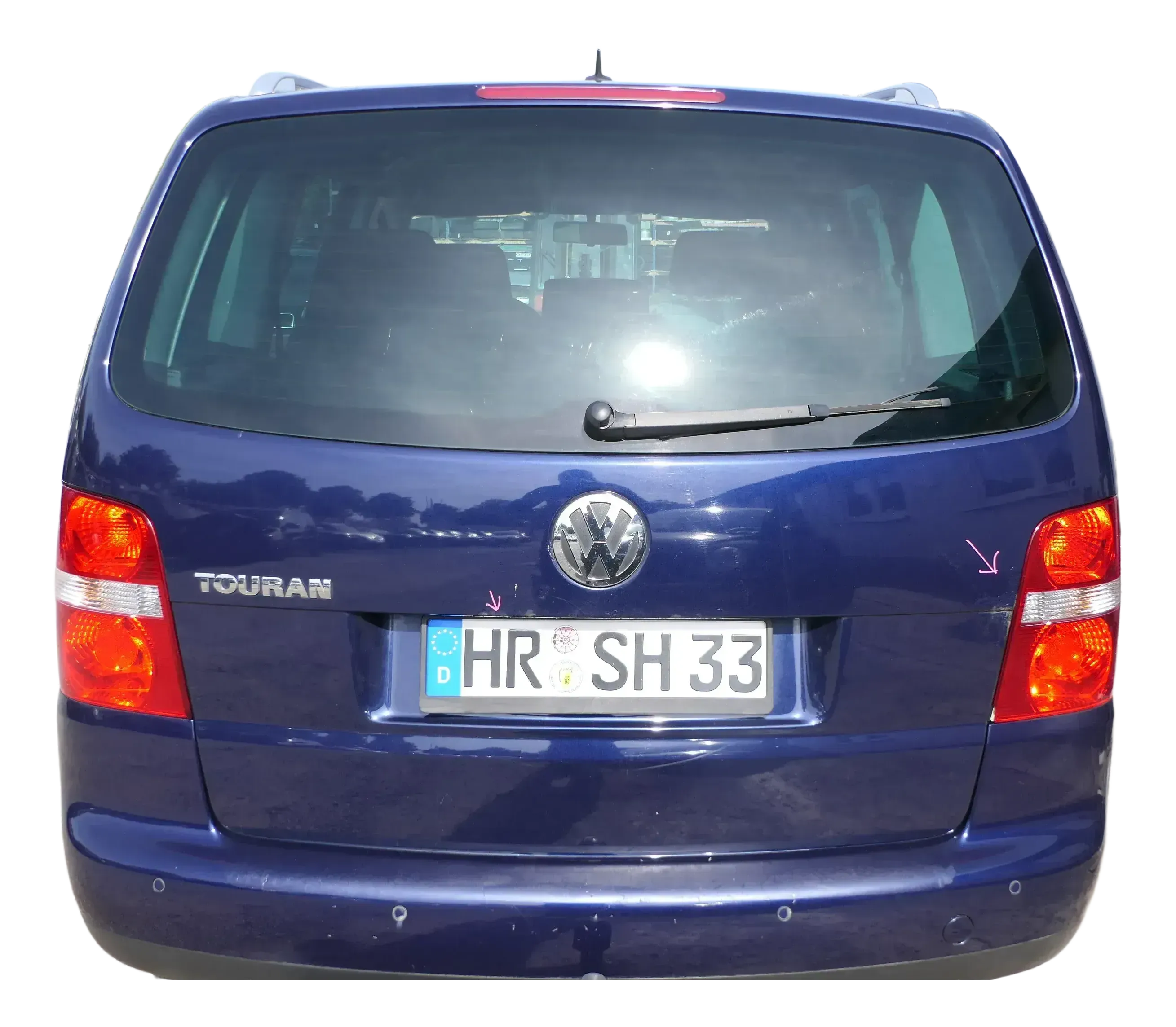VW Touran 1T Heckklappe Kofferraumklappe hinten blau LB5N mit Scheibe -Rost - Bild 1