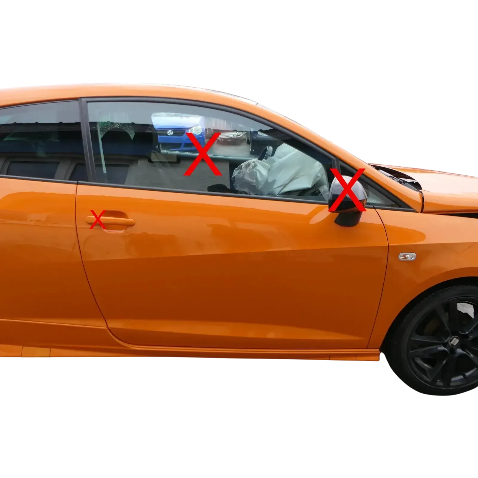 Ibiza 6J Tür vorne rechts Beifahrertür orange LP2C 2/3-Türer - ohne Anbauteile - Bild 1