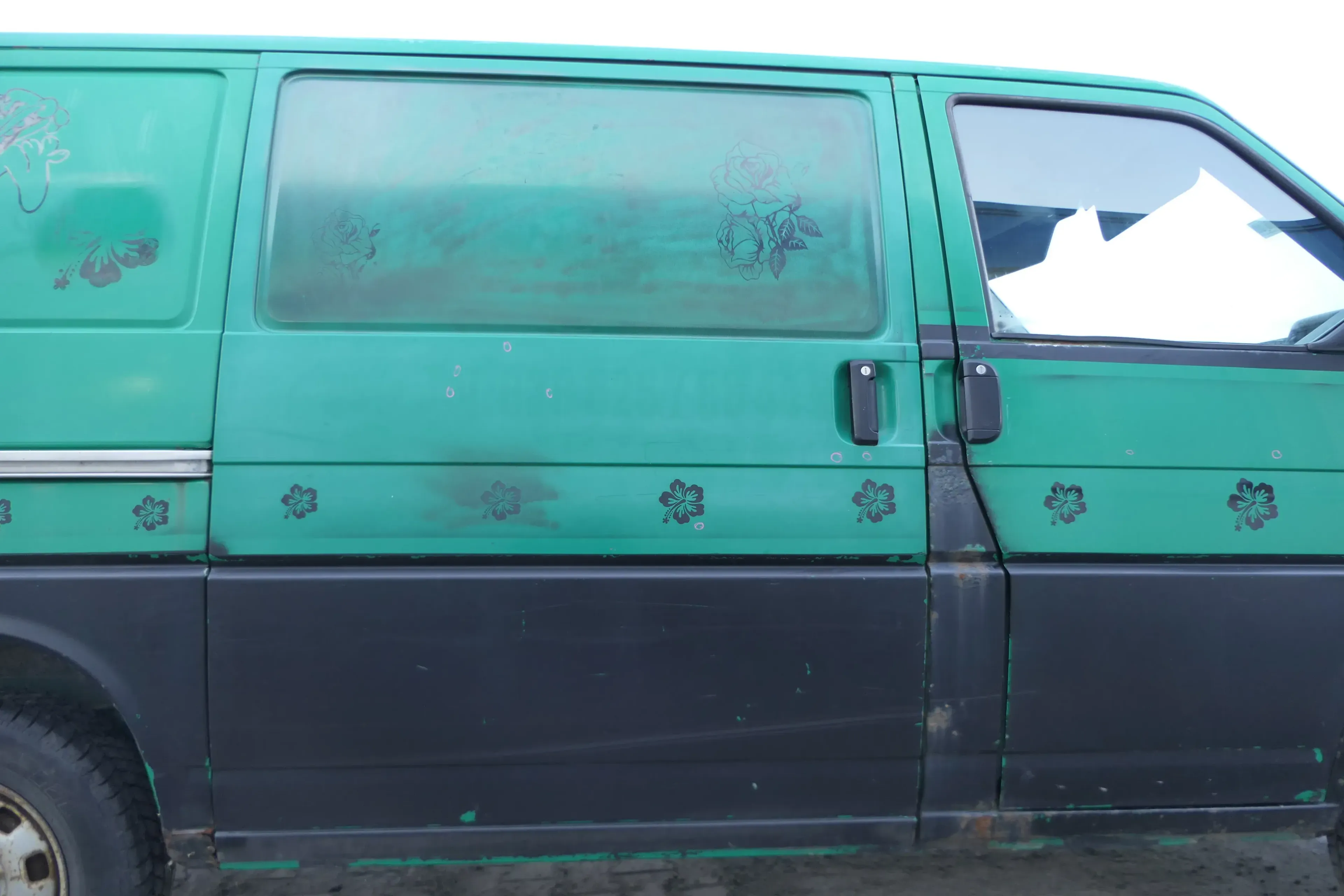 T4 Transporter Tür rechts Schiebetür Multivan Caravelle grün LL6N - Bild 1