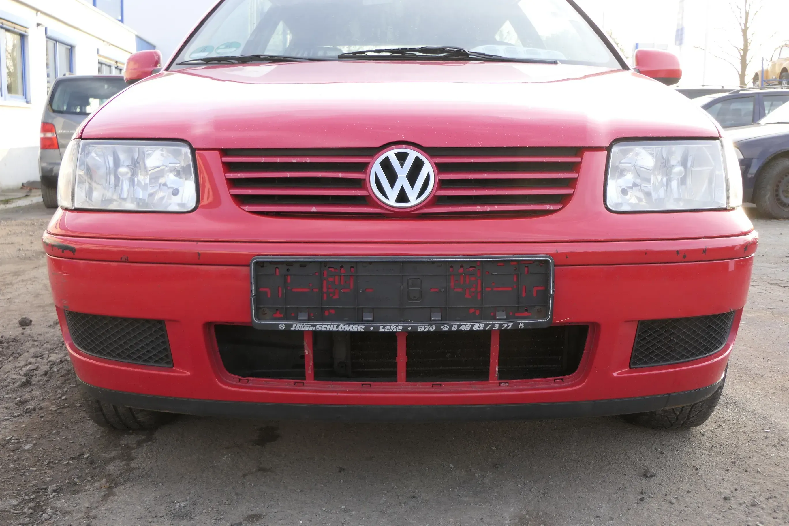 VW Polo 6N2 Stoßstange vorne Frontstoßstange Stoßfänger rot LP3G ohneGrill - Bild 1