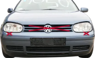 VW Golf 4 Stoßstange vorne Frontstoßstange Stoßfänger blau LD5X SWR -ohne Kappen - Bild 1