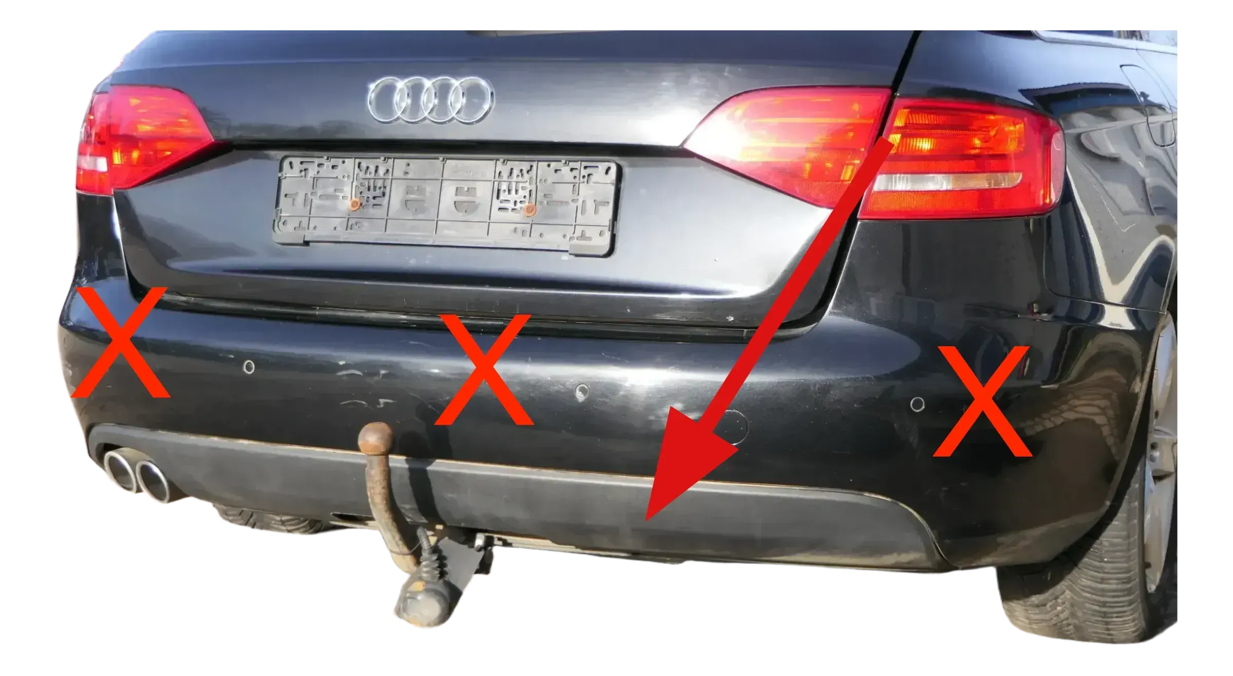 Audi A4 8K B8 Avant nur Spoiler für Stoßstange hinten Heckstoßstange Lippe AHK - Bild 1