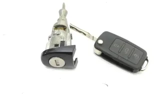 VW Golf 5 1K Schloß Funkschlüssel Funk Schlüssel + 1x Türschloß Tür links vorne - Bild 1