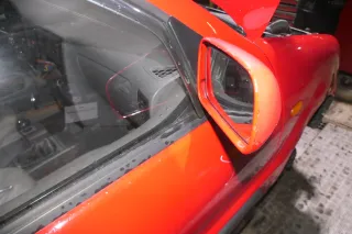 VW Polo 6N manueller manuell Spiegel Außenspiegel rechts mit Glas rot LP3G flash - Bild 2