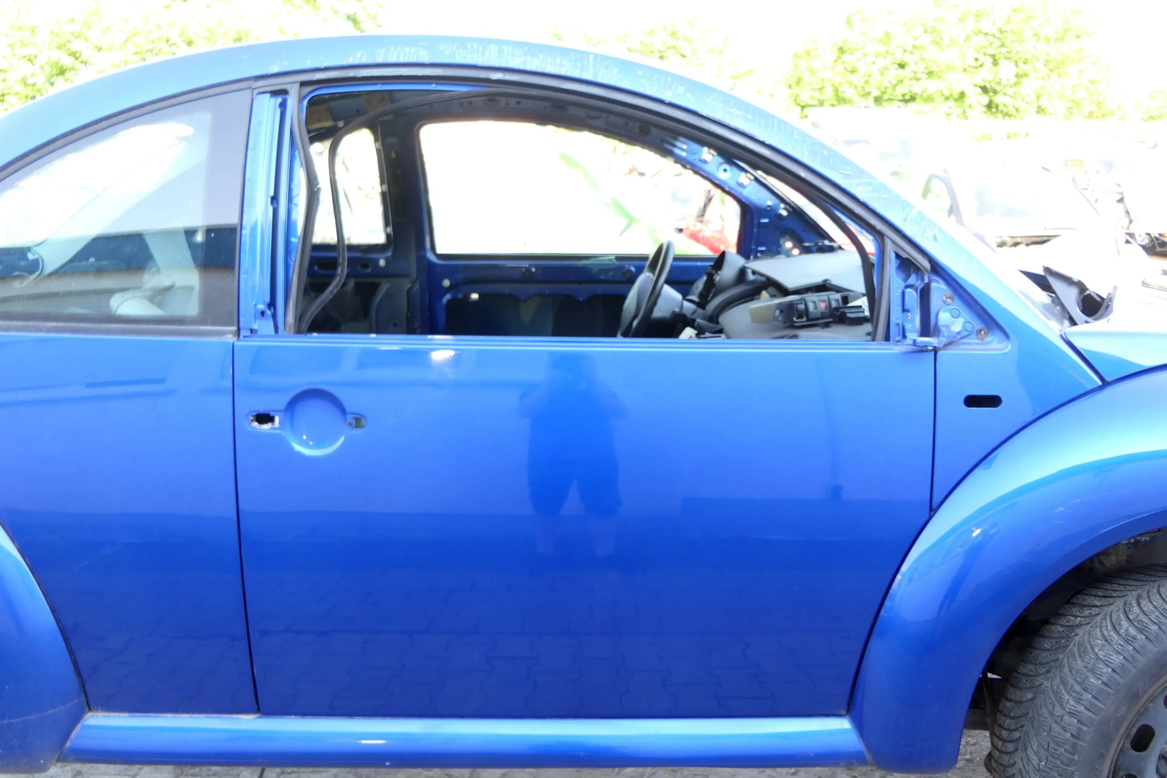 VW New Beetle 1C 9C Tür vorne rechts Beifahrertür blau LA5W - OHNE Anbauteile - Bild 1