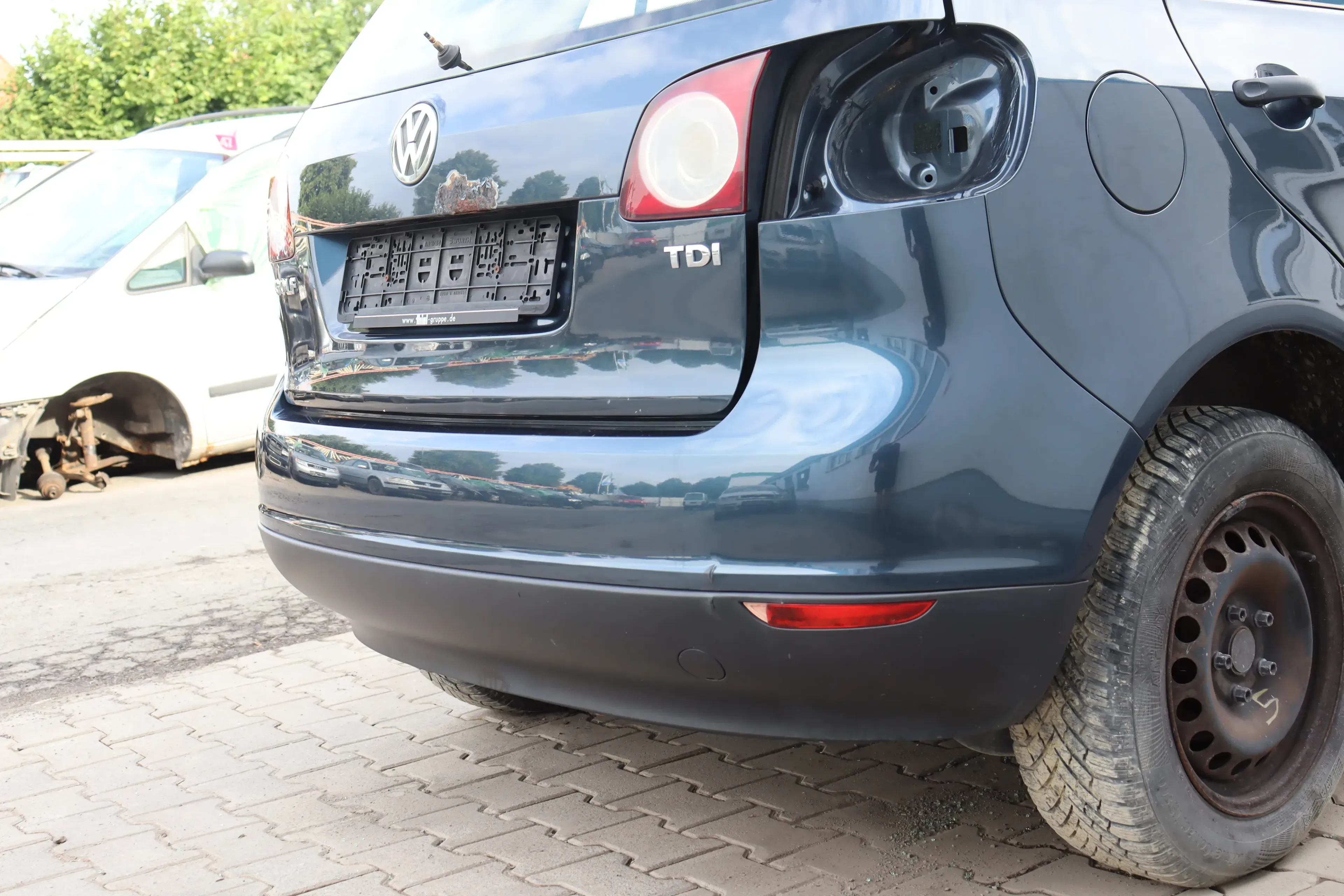 VW Golf 5 Plus 5M1 V Stoßstange hinten Heckstoßstange Stoßfänger grau blau LC5F - Bild 1