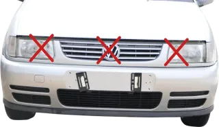Polo 6N Stoßstange vorne breite Styling XXL Frontstoßstange silber LB7Z +Gitter - Bild 1