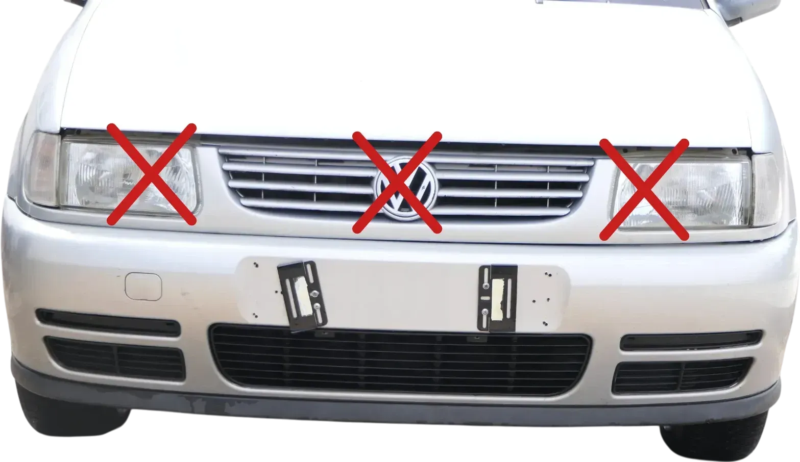 Polo 6N Stoßstange vorne breite Styling XXL Frontstoßstange silber LB7Z +Gitter - Bild 1