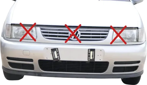 Polo 6N Stoßstange vorne breite Styling XXL Frontstoßstange silber LB7Z +Gitter