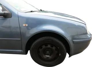VW Golf 4 Kotflügel vorne rechts blau LD5X - Delle - Bild 1
