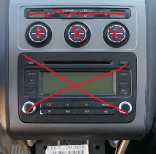 VW Touran Mittelkonsole Verkleidung um Radio Klappe Abdeckung Dekor silber - Bild 1